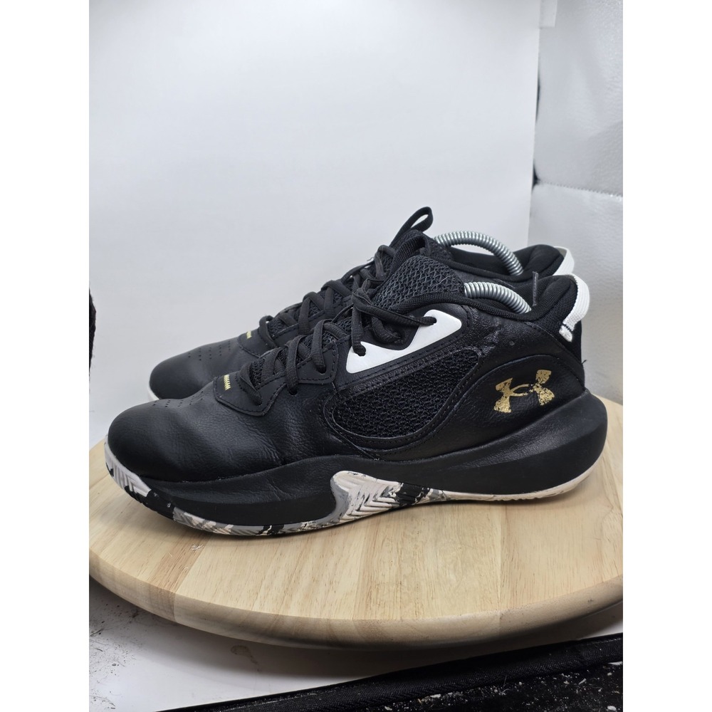 Men Size 8.5- Under Armour UA Lockdown 6 Basketball Shoes Black Gold 3025616-003
